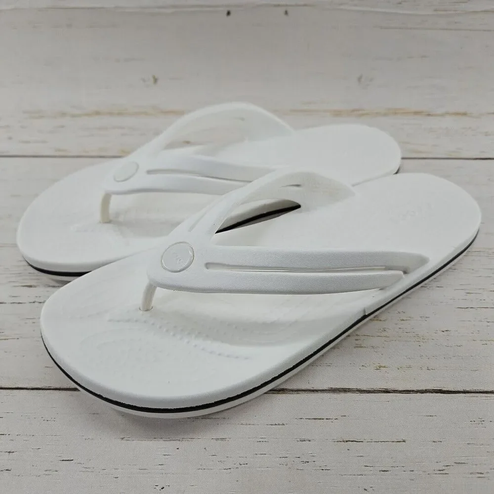 Crocs Crocband Womens Size 9 White Iconic Comfort Flip Flops Casual Beach 206100